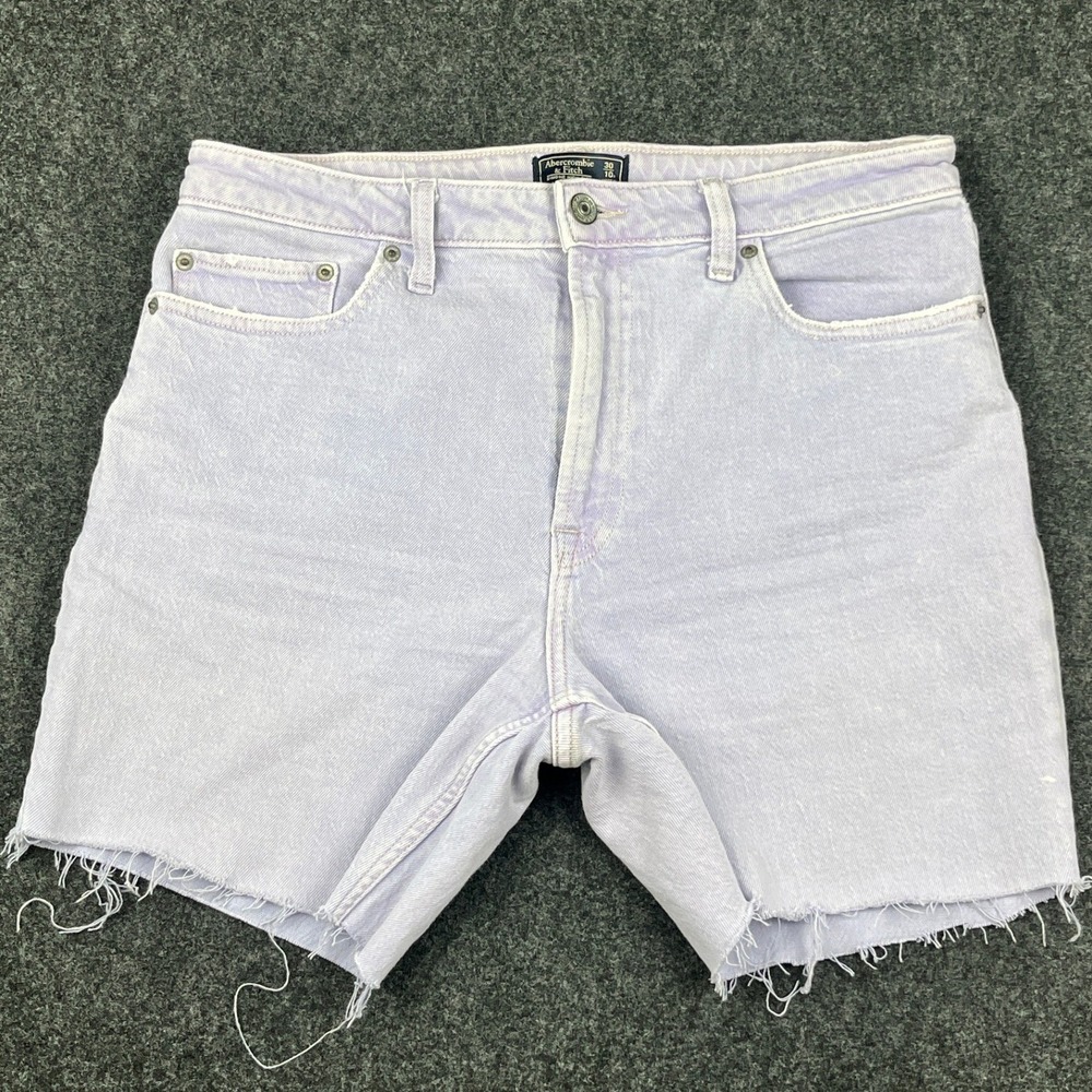 Abercrombie & Fitch Simone High Rise Slim Denim Shorts Lavender Purple 30 10R